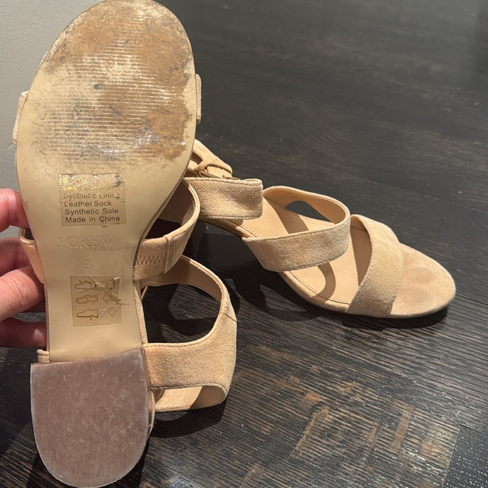 Jcrew Summer Sandals with Heel in Cream Suede Size 8 Excellent Condition! - Picture 6 of 6